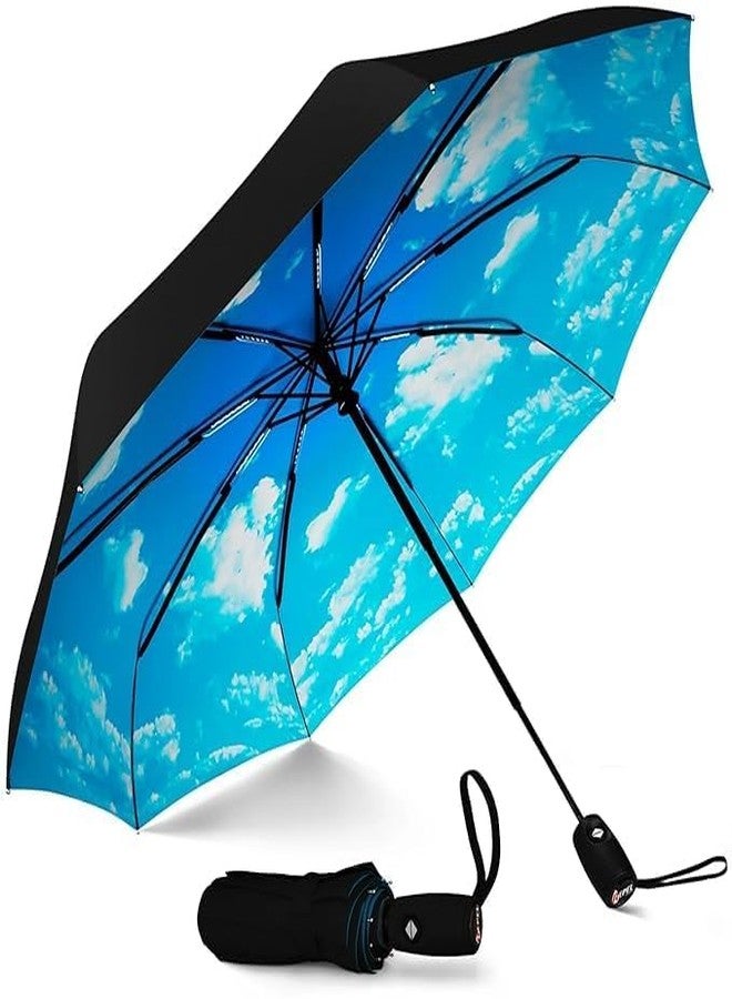 FOMQUAZLI Umbrella, Sky Design UV Big Size Umbrella for Sun Protection Rain Windproof Strong large 3 fold for men women kids boys girls Perfect small & stylish Windproof & Compact - Image 1